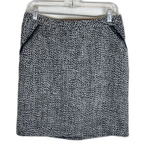 Amanda & Chelsea Black White Tweed Skirt Faux Leather Pockets Size 10 NWT